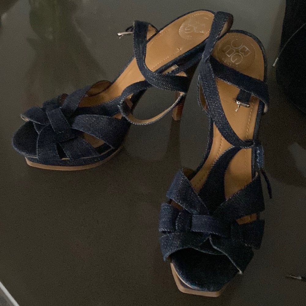 BCBG denim sandals